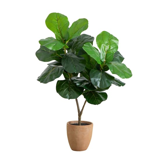 45" Artificial Giant Leaf Fiddle Leaf Fig Tree in Decorative Planter By Nearly Natural in Green | 35" x 20" x 45" | Michaels®